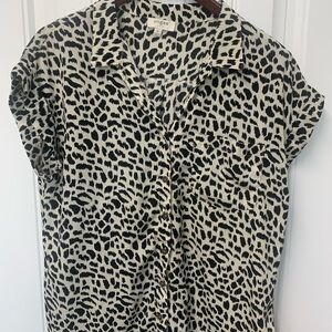 Umgee Black and White Animal Print Top